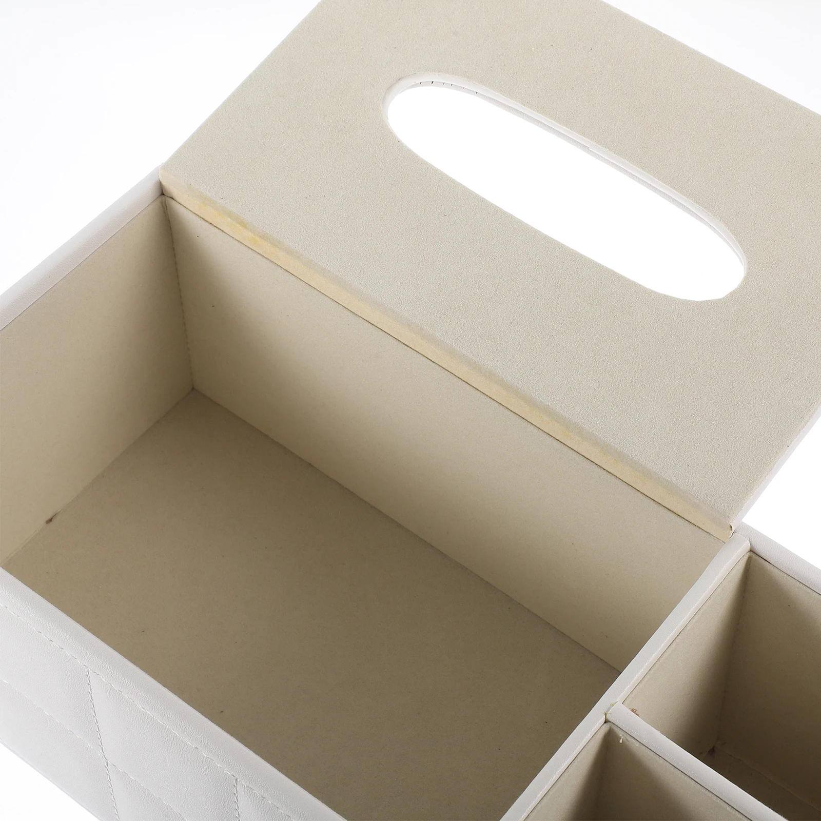 

Multifunctional Desktop Organizer PU Tissue Box Quilted Design Pencil Scissor Holder Remote Controller Holder for Office