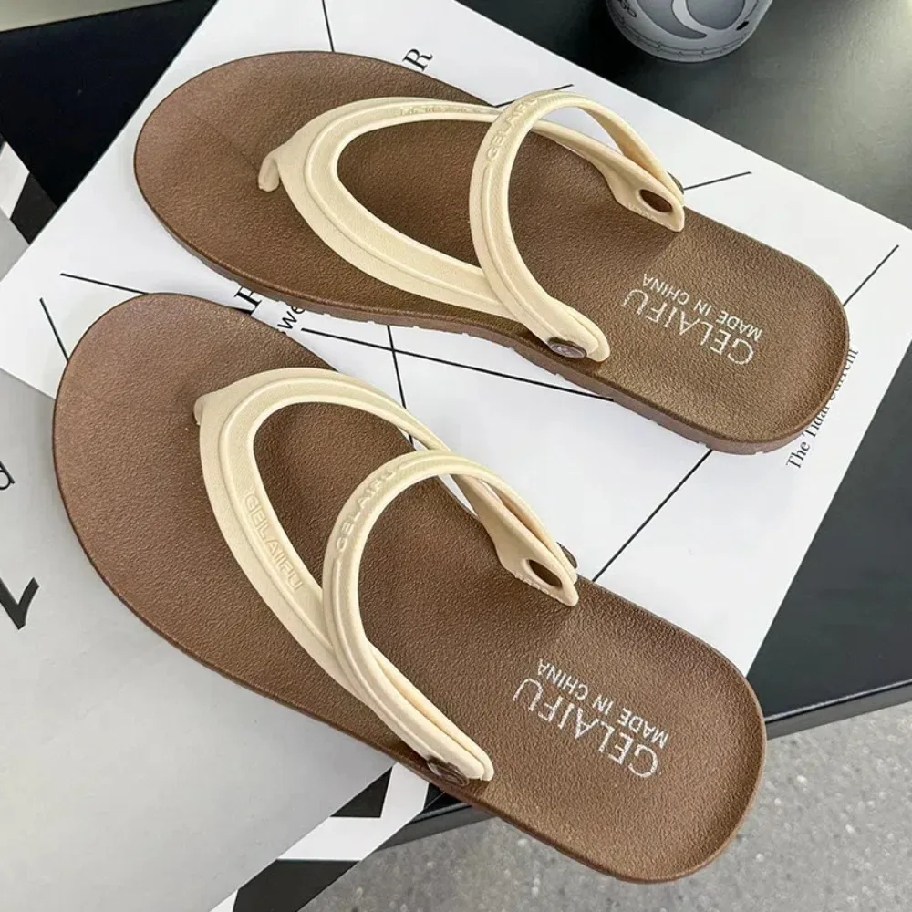 

Fashion Anti Slip Slides Sandals PVC Beachwear Ankle Buckles Slippers Anti Odor Shoes Thick Soled Slippers Home