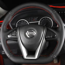 Custom Car Steering Wheel Cover Genuine Leather 100% Fit For Nissan Lannia Maxima 2015 2016 2017 2018 Auto Interior Accessories