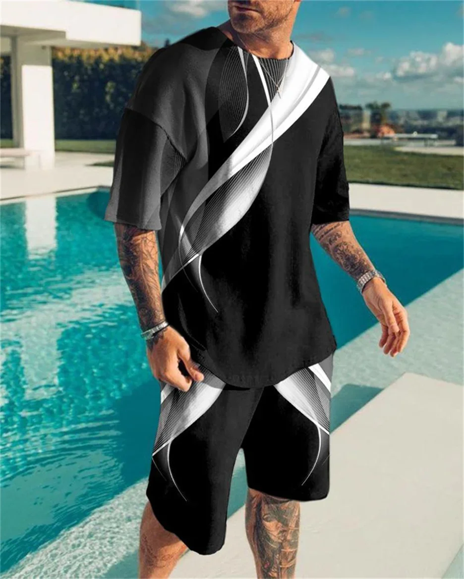 Summer 2022 Men's Fashion Tracksuit Set: Oversized Casual T-Shirt + Shorts Streetwear