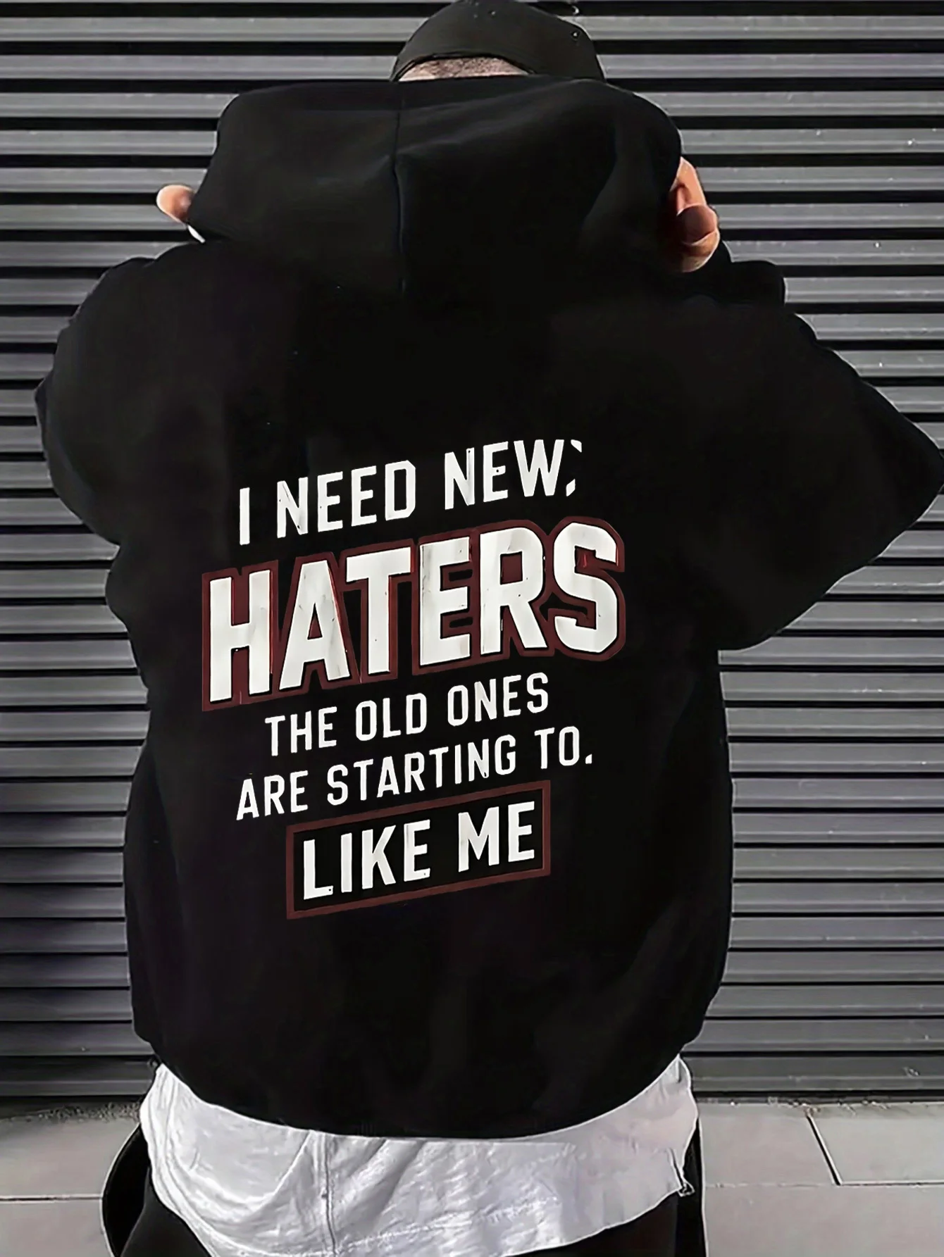 Men's Hooded Sweatshirt I Need New People to Hate Me Funny Quotes Humorous Graphic Design Plus Size Long Sleeve Casual