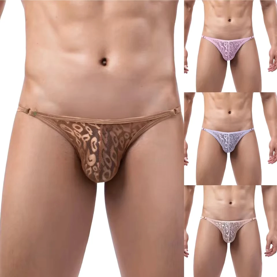 Mens Lace Sexy Comfortable Underwear Breathable Triangle Pants Plus Size Men Underwear U Pouch Underpants Japanese Man Underwear