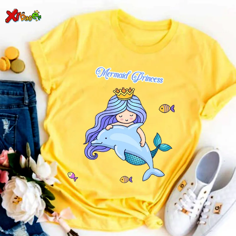 Summer Children's Princess Short Sleeve T-shirt 2022 Boys T-shirt Girls Dolphin Print Graphic T Shirts Kids Clothes 2-10 Year