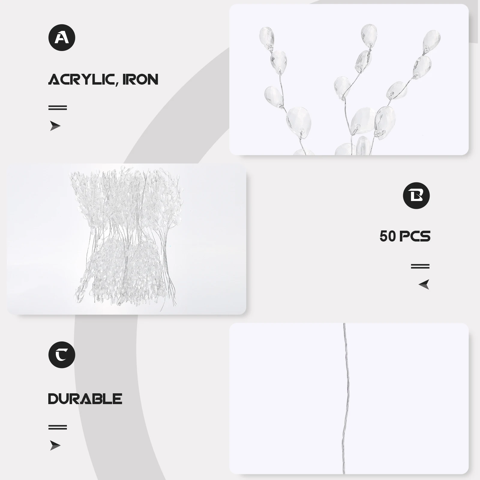 

50pcs Flower Branch DIY Diy Wreath Decoration Wreath Decor Artificial Garland Kit Headdress Wedding Party Birthday nament