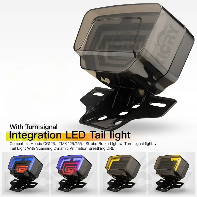 Luz trasera LED impermeable para motocicleta con soporte para matrícula conducción nocturna para ciclistas TMX125 155 CG125
