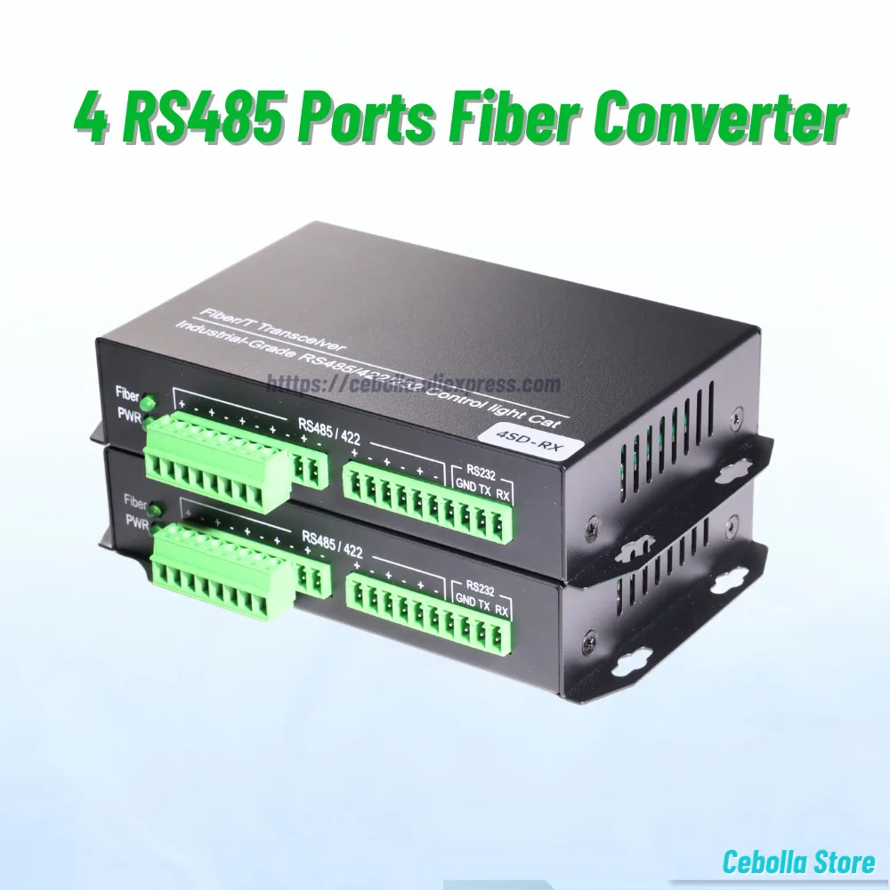 Optical Media Converter RS485 SX SM Fiber Transceiver SC 4-channel RS485 Communication Bidirectional Data 1Pairs