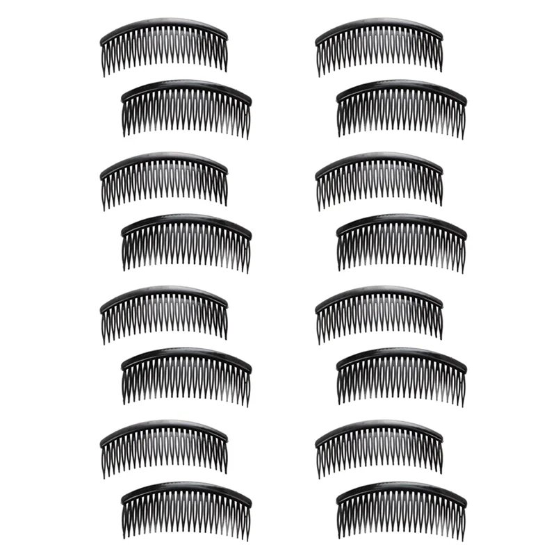 

A98G-Black Plastic 24 Teeth Hair Comb Clip Clamp 16 Pcs For Lady Girls