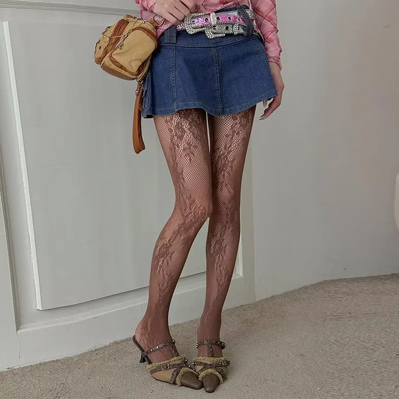 Süße Lolita Strumpfhosen Damen Sexy Spitze Blumenmuster Overknee-Strümpfe Strumpfhosen Dessous Netzstrümpfe Damenstrumpfhosen – Detail 2