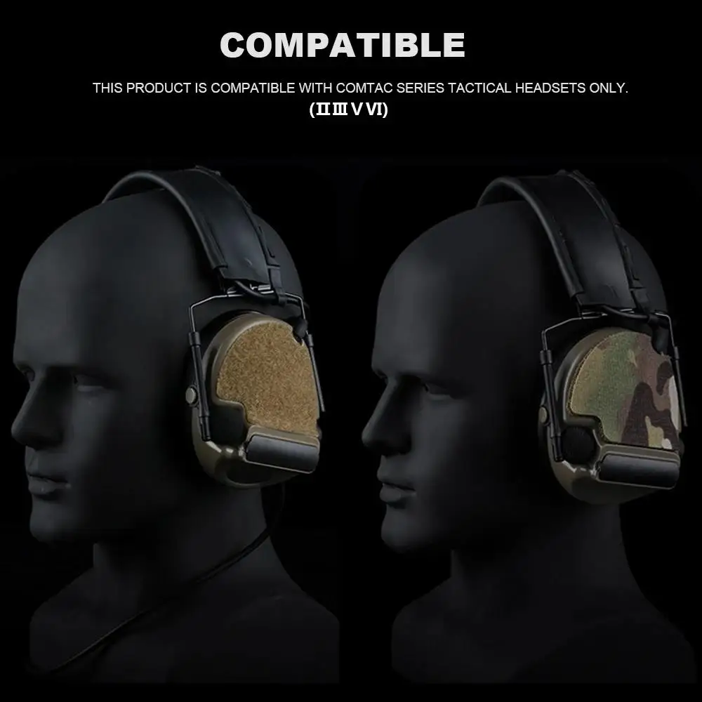 Tactical Headset Sticker Camouflage/Cable Storage 2-in-1 Magic Patch for ComTac(ⅡⅢⅤⅥ) Hunting Shooting Noise Canceling Headphone