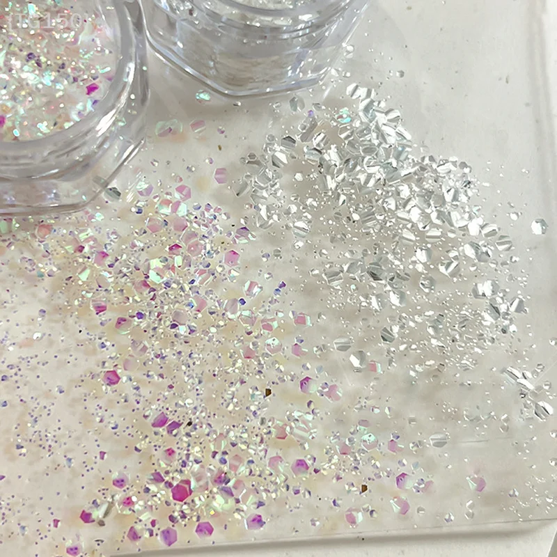 ホログラフィックネイルグリッターダスト、不規則なレーザーフレーク＆スパンコール、クリエイティブなマーメイドスパークルマニキュアデザイン用