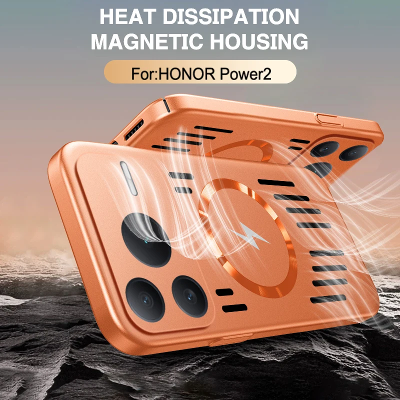 Atmungsaktive Handyhülle für Honor Power 2 Power2 5G, magnetisch, kabelloses Laden, harte Kühlung, Wärmeableitung, Original-Stoßfängerhülle