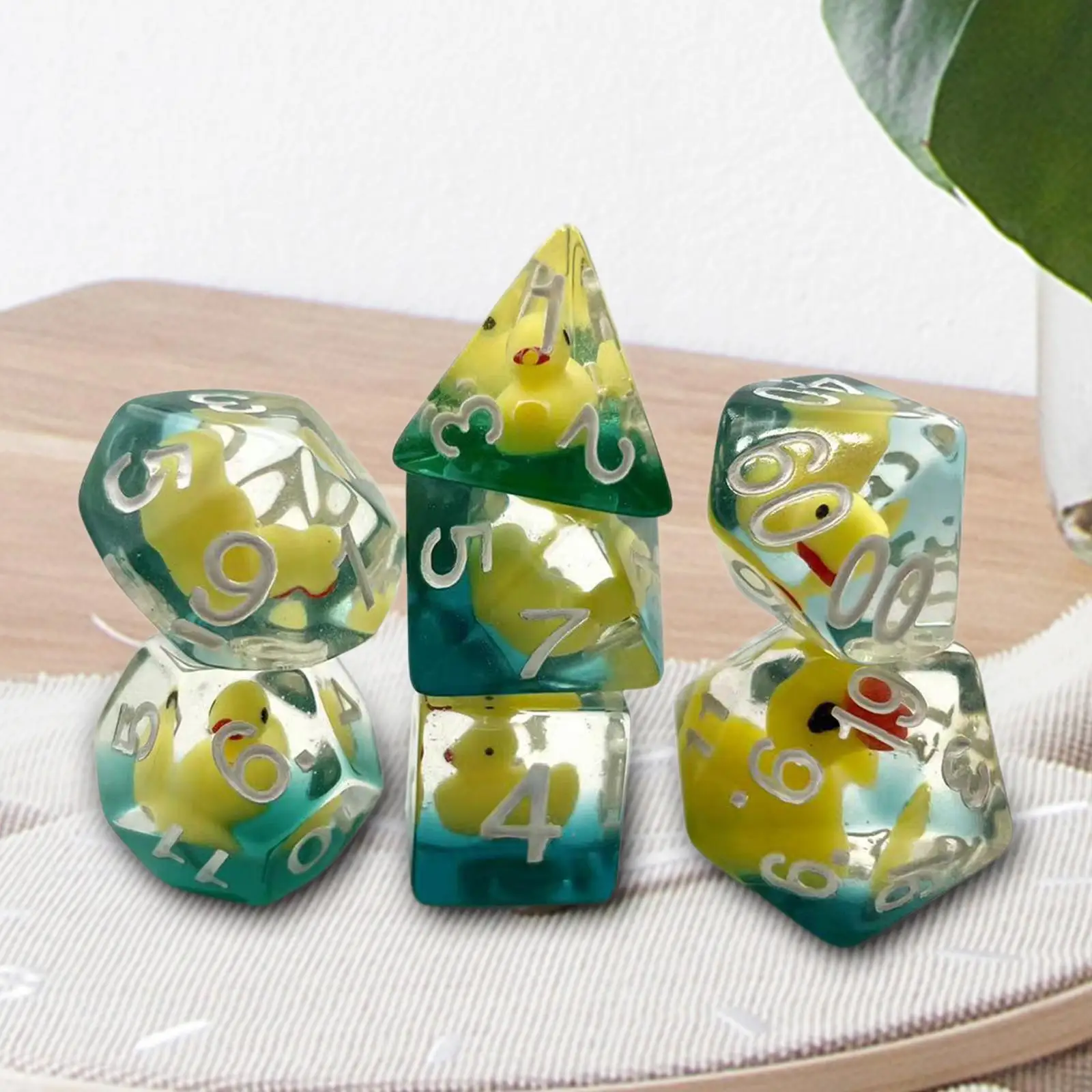 7 Pieces Multi Sided Polyhedral Dices Set Bar Toys,D4 D8 D10 D12 D20 Filled with Ducks for RPG Board Game