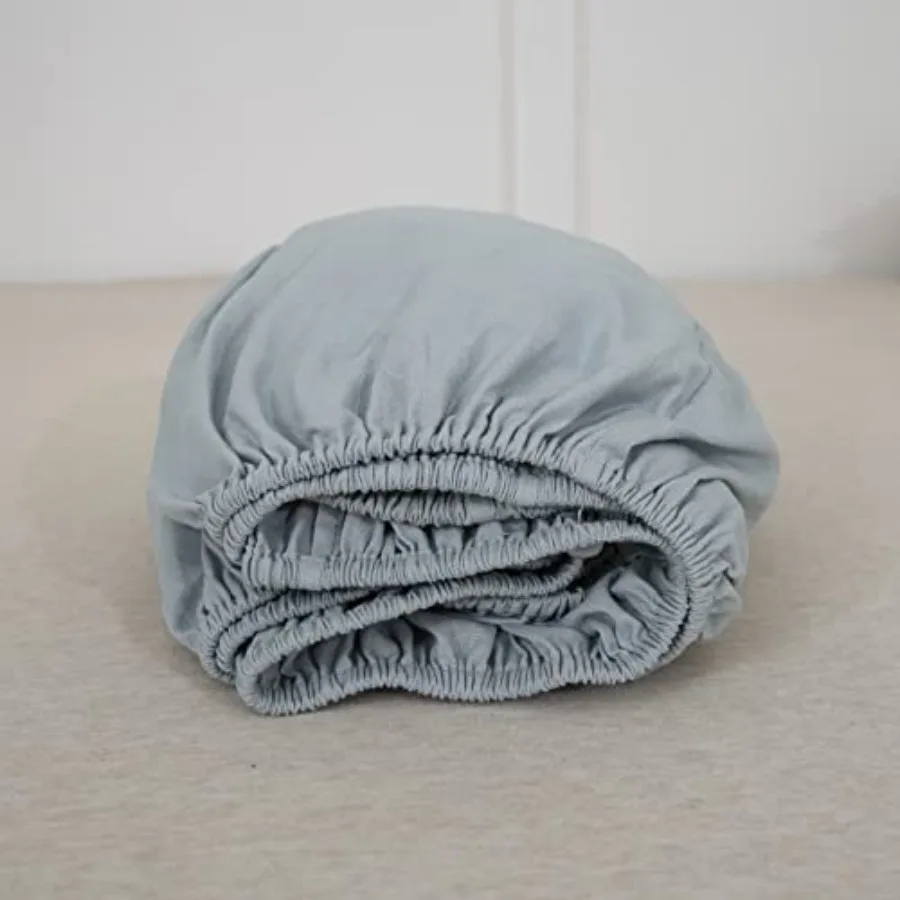 

Fitted Sheet 1 Piece - 14 Inch Deep Pocket Mattress Cover Natural Flax Cotton Blended Soft Breathable Bedding -, Size
