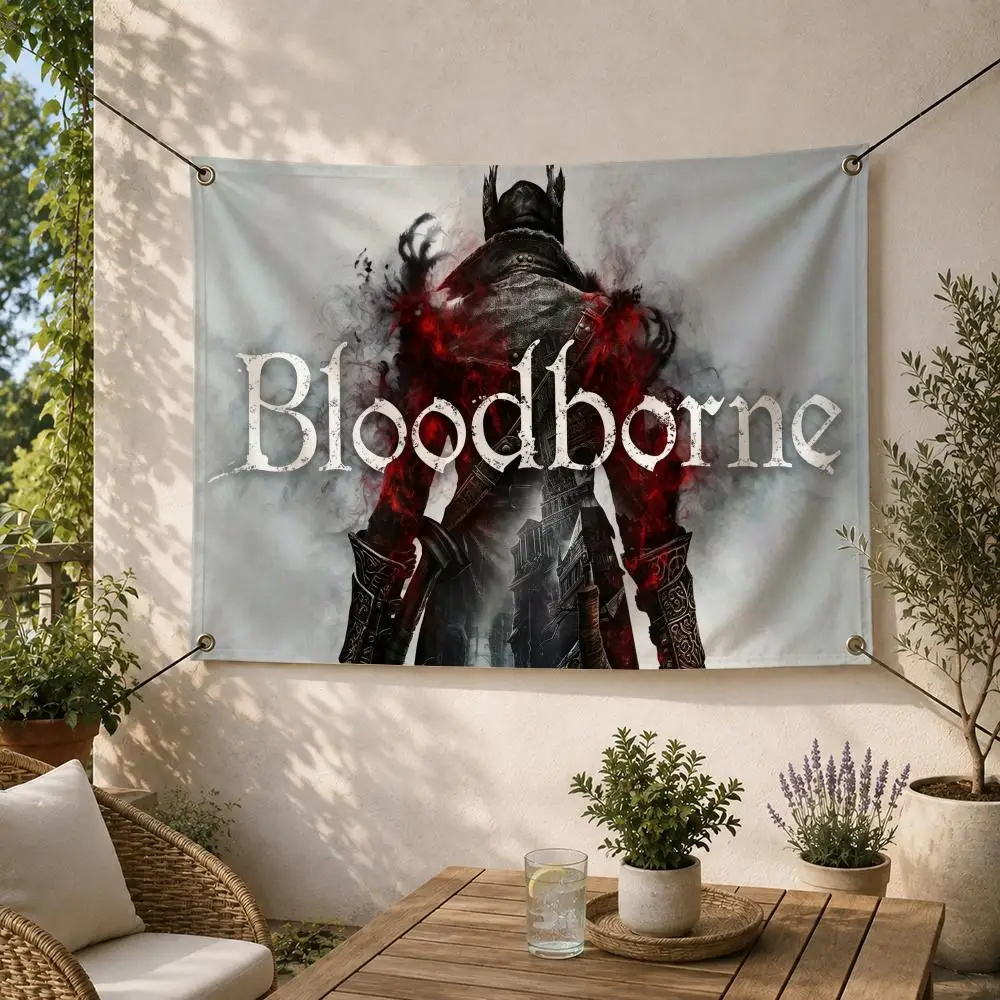 Game Dark B-Bloodborne Gothic Action Flags Decorative Flag Banner for Outdoor Garden Yard Camping Party Home Wall Hanging Decor