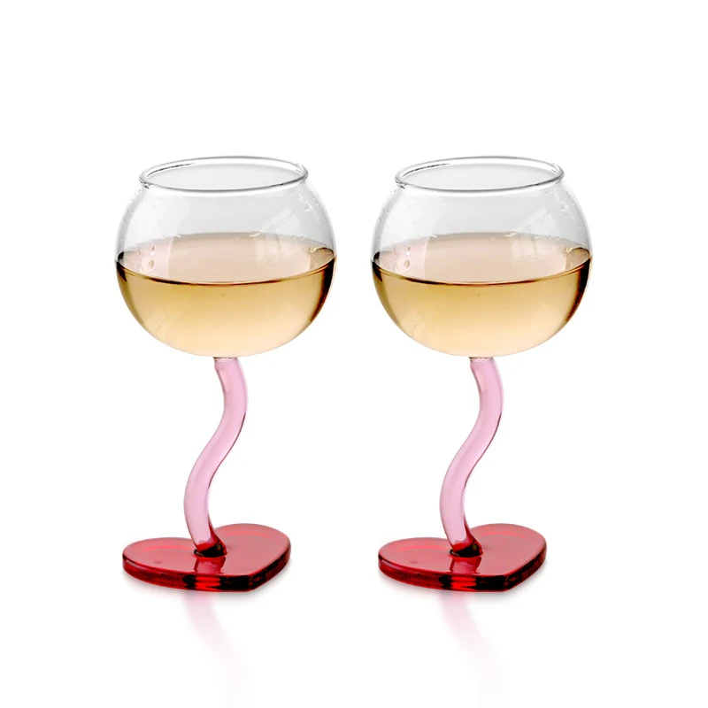 Heart Shape Glass Goblet Mug Champagne Wine Cup High Borosilicate Glass Heat-resistance Cocktail Glass Valentine\'s Day Gift