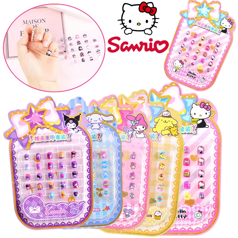 

24pcs Sanrio Kuromi Cute Nail Stickers Anime Characters Children's Trend Wearing Nail Stickers Girl Cartoon Nail Sticker Gift