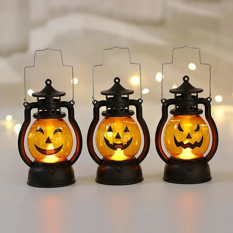 2pcs Halloween Pumpkin Lamp Decor with Hanging Loop Pumpkin Lantern Battery Operated for Halloween Ghost Party Home Outdoor Yard