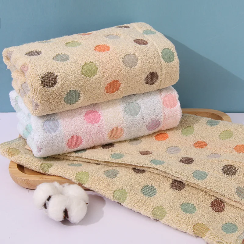 Cute Dot Face Towel 100 Cotton 35*75 for Children Women Men Adults Bathroom Terry Cloth High Quality