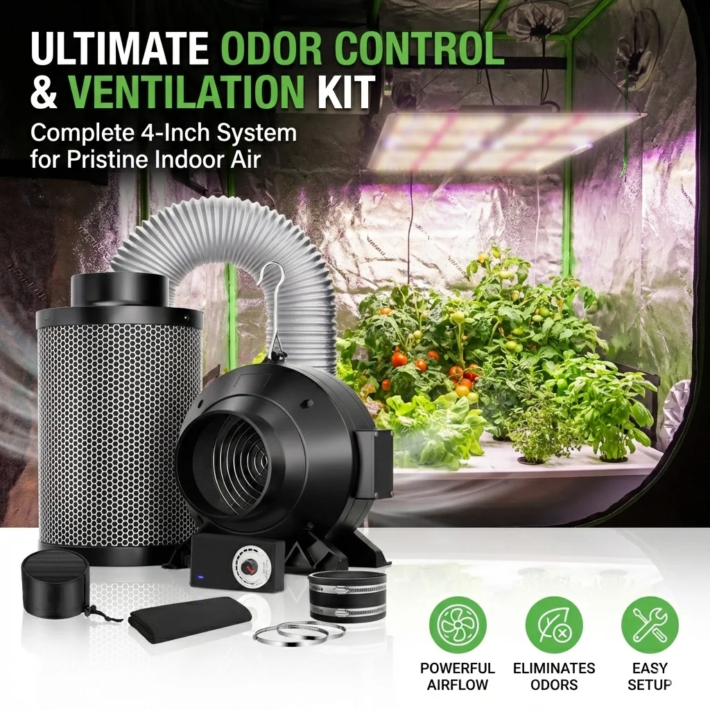 

Advanced 4/6 inch pipe fan with carbon filter kit, equipped with a speed regulator, exhaust ventilation fan