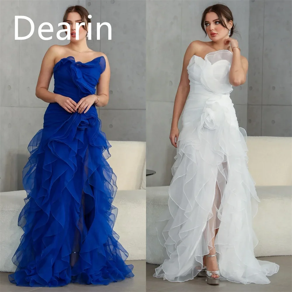 Customized YPMWZX Strapless A-line Floor length Skirts Fold Bespoke Occasion Dresses