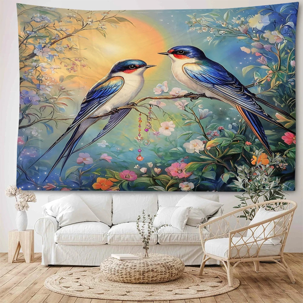 

Beautiful flower and bird landscape painting background decoration tapestry elegant flower and bird painting home decoration