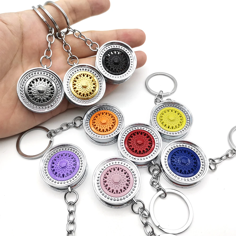 Creative Gift Car Auto Metal Mini Wheel Rim Tyre Key Chain Key ring 3D Miniature BBS Wheel Hub Model Keychain Popular S637