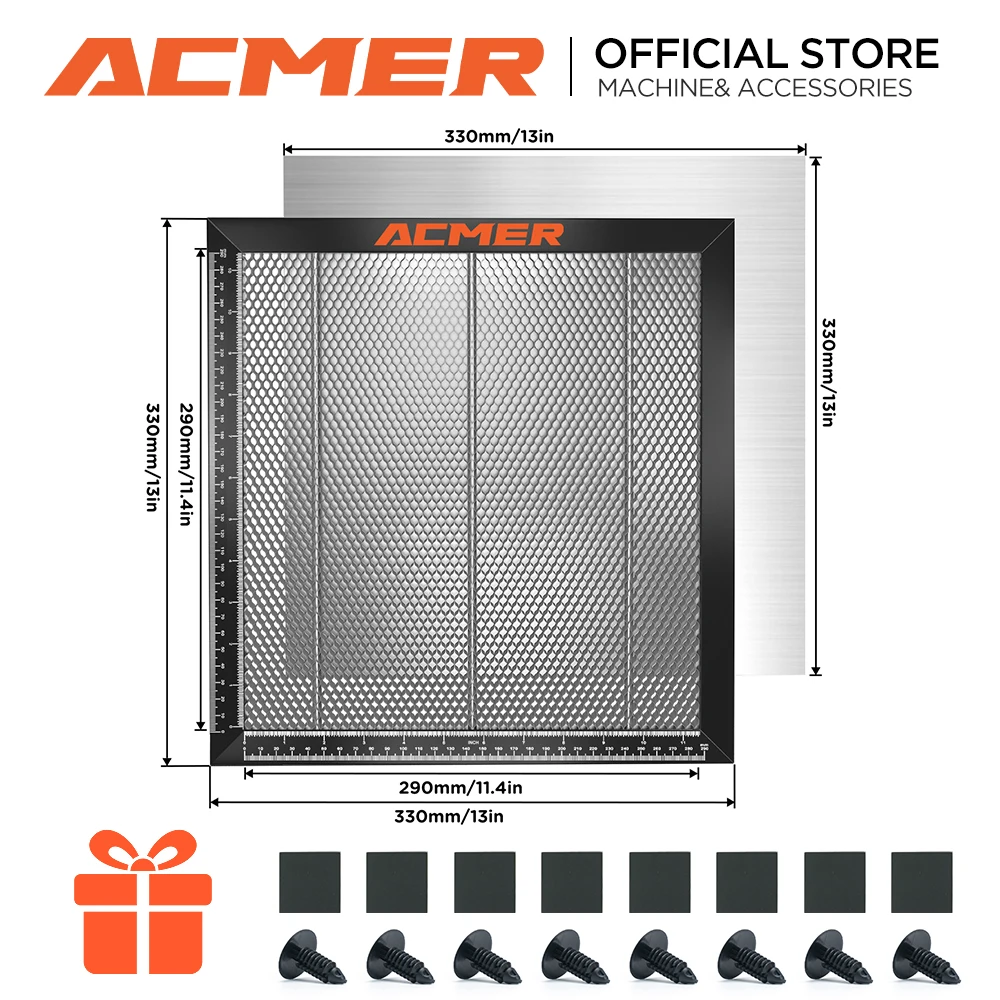 ACMER Laser Cutting Honeycomb Working Table300x300/330x330 for CO2 or diode Laser Engraver Cutting Machine Table BoardSteelPanel