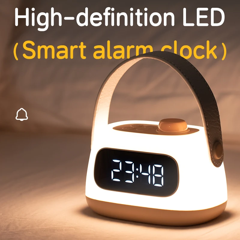 

Portable alarm clock lamp, USB charging, long battery life, 3 brightness levels, portable night light