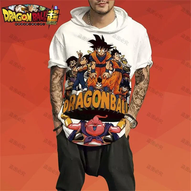 

Men's T Shirt With Hood Goku 2026 NEW S-3XL Vegeta Dragon Ball Z Harajuku Majin Buu Saiyan Shirts GYM Cool Short Sleeved Summer
