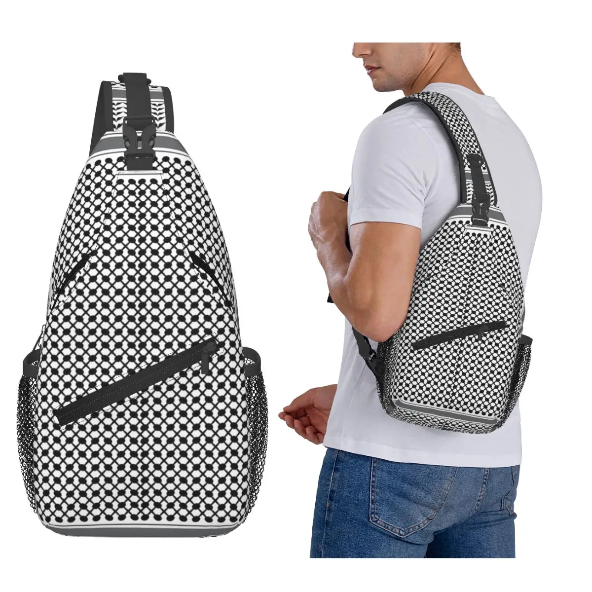 

The Modern Great Keffiyeh Chest Bag Men Sling Crossbody Backpack Chest Bag Travel Hiking Daypack Shoulder Bag