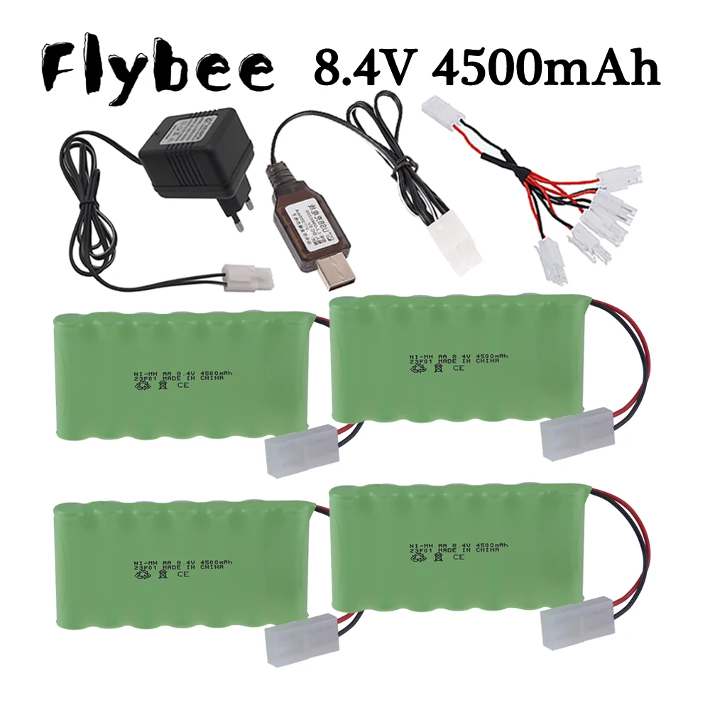 Batería recargable Ni-MH de 8,4 v y 4500mah, cargador de 8,4 v para coche de juguete Rc, tanque, tren, Robot, barco, pistola, AA, 8,4 v, Modelo M