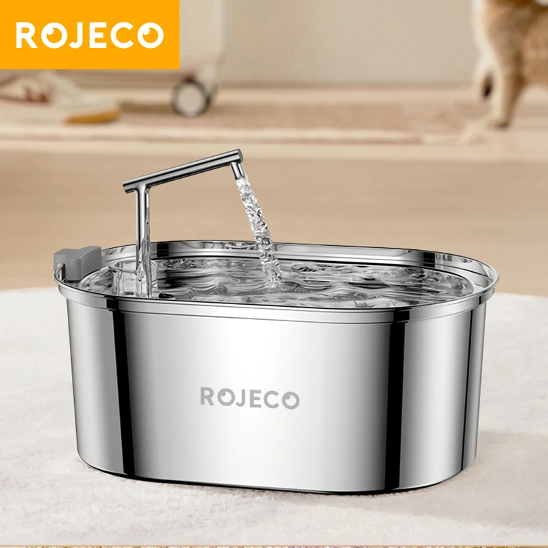

ROJECO фонтан для кошек из нержавеющей стали 3,2 л автоматическая поилка для собак питьевой фонтанчик для кошек диспенсер для воды для домашних животных аксессуары