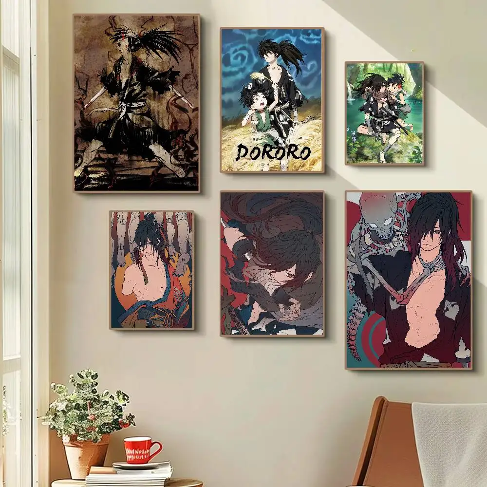 Anime Dororo Cartoon Anime Poster Watercolor Art Kids Room Decoration Wall Hanging Painting Kids Gift