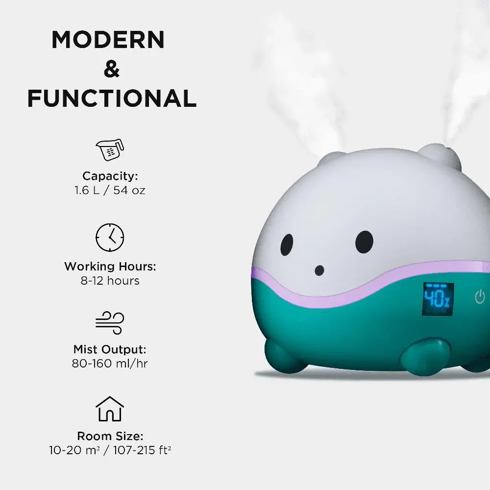 Adorable Ultrasonic Humidifier Essential Oils Diffuser Night Light Children Kids Mist Timer Automatic Shut Off Oil Tray 7 Color