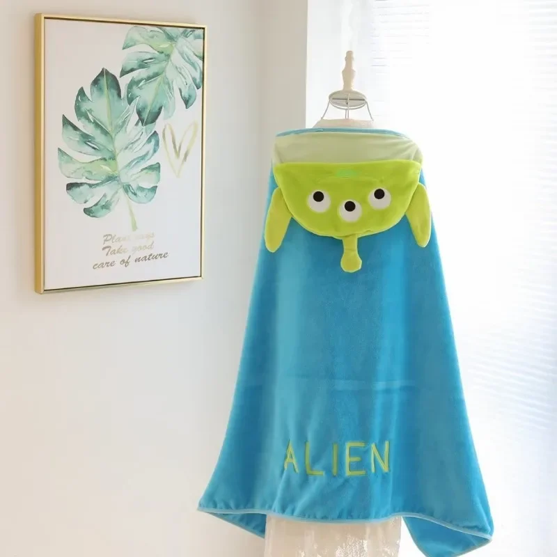 Disney Squeeze Toy Aliens Coral Fleece Fabric Blanket Hooded Cute Cartoon Cosplay Cloak Cape Warm Soft Fur Throw Blanket Sofa