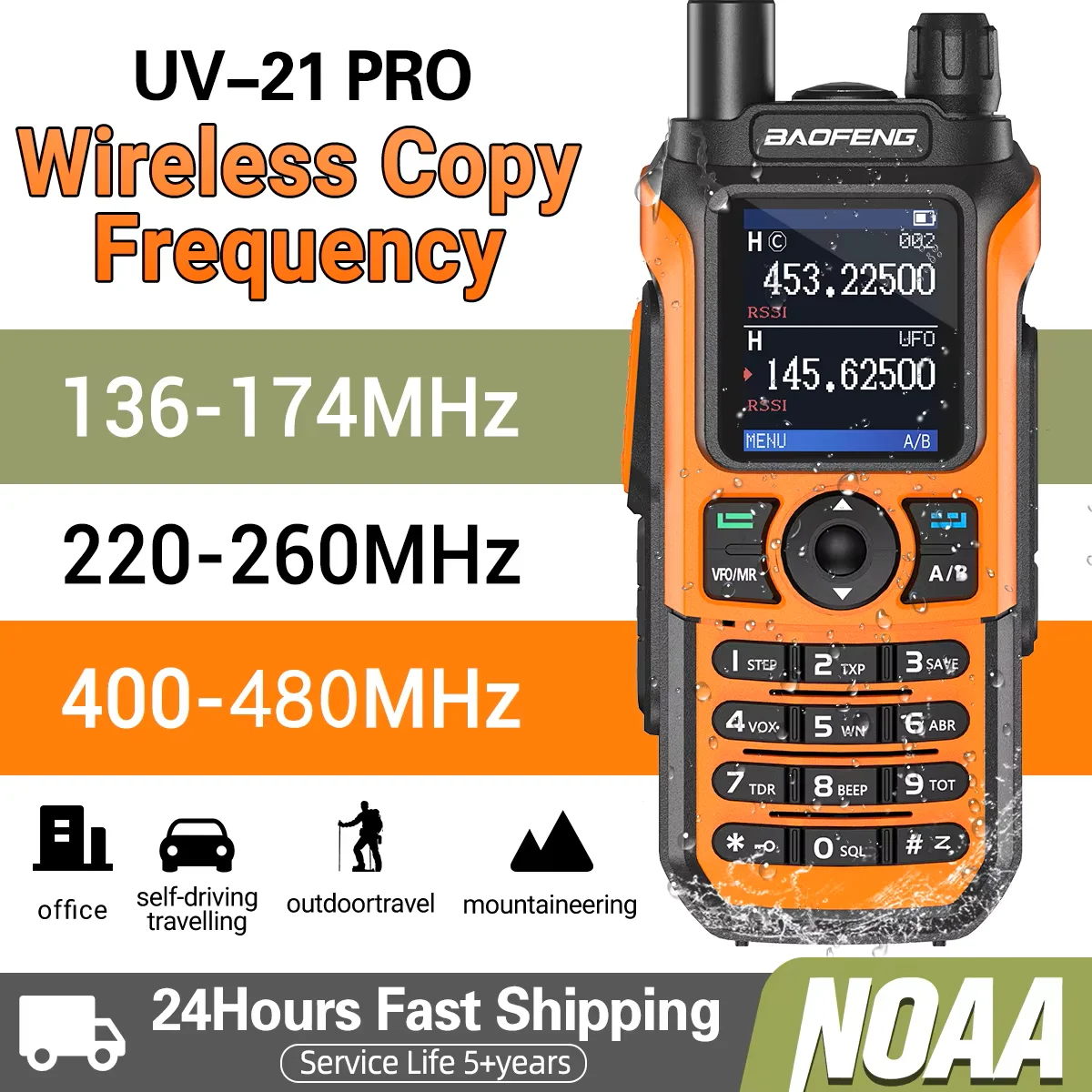 Baofeng UV-21 PRO Walkie Talkie Long Range Wireless Copy Frequency Type-C Charger Tri band High Power Waterproof V2 HAM Radio