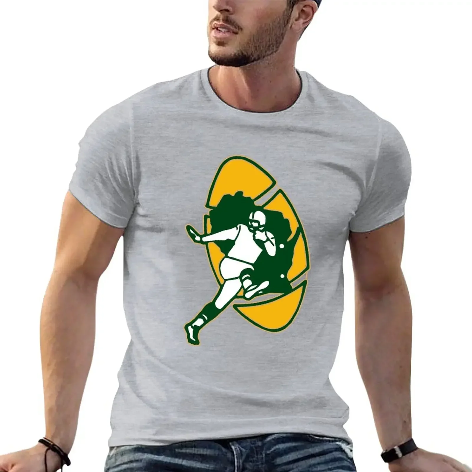 Kick Ball Green Bay-Packers T-Shirt customizeds Short Sleeve Cotton New Arrival Round Collar Outfits fashion streetwear style