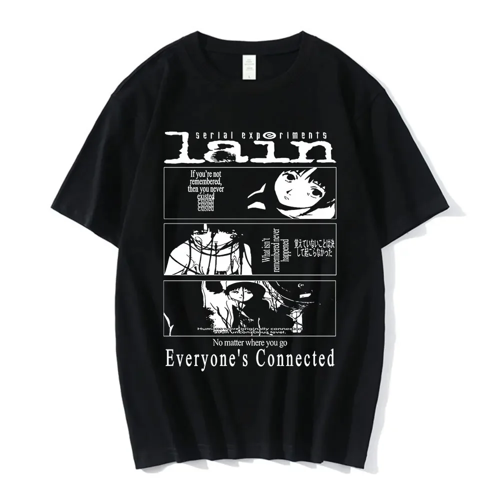 Anime Serial Experiments Lain Cotton T-shirt Men Women Graphic Unisex Iwakura Manga Girl Sci Fi Short Sleeve Tee Unisex Tops