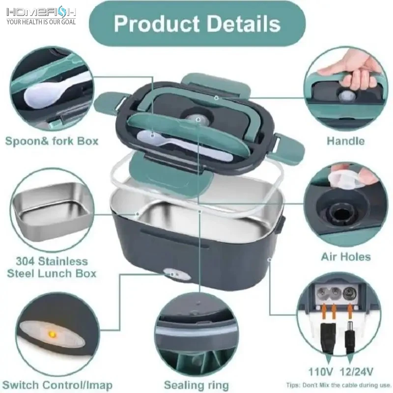 1.5L 60W Electric Lunch Box Food Warmer 3