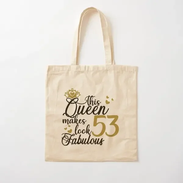 

This Queen Makes 53 Look Fabulous Cotton Canvas Bag Foldable Shopper Travel Ladies Fabric Shoulder Bag Fashion Casual Tote