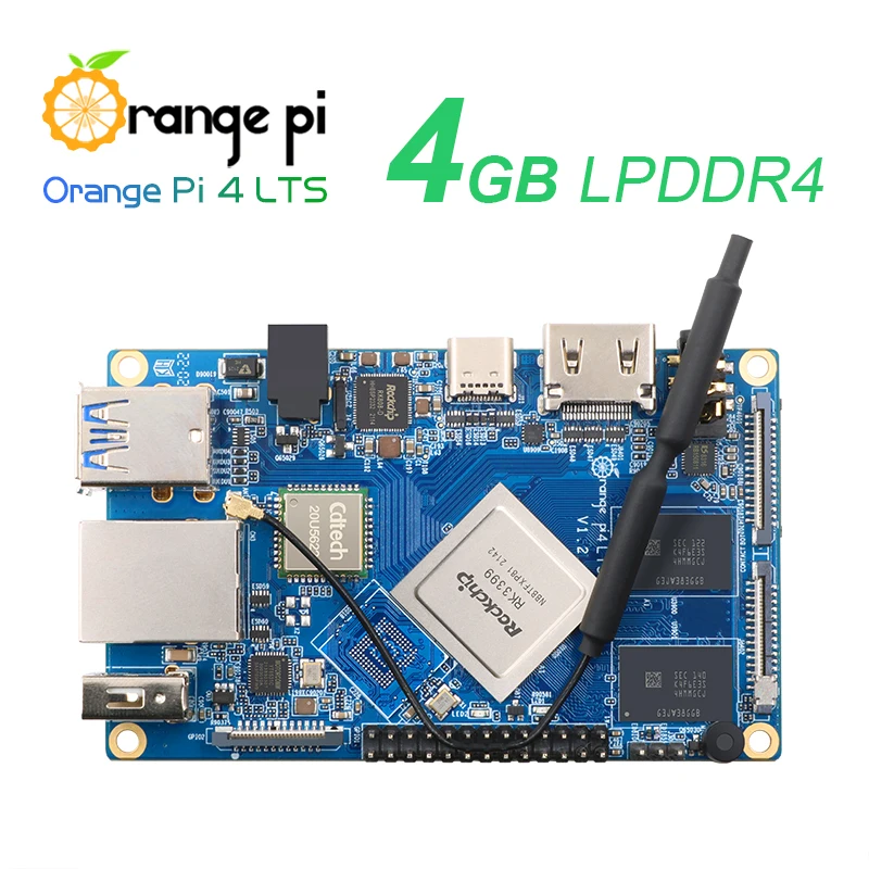 Orange Pi 4 LTS 4 Гб ОЗУ Rockchip RK3399, поддержка Wi-Fi + BT5.0,Gigabit Ethernet, работает на Android,Ubuntu,Debian OS