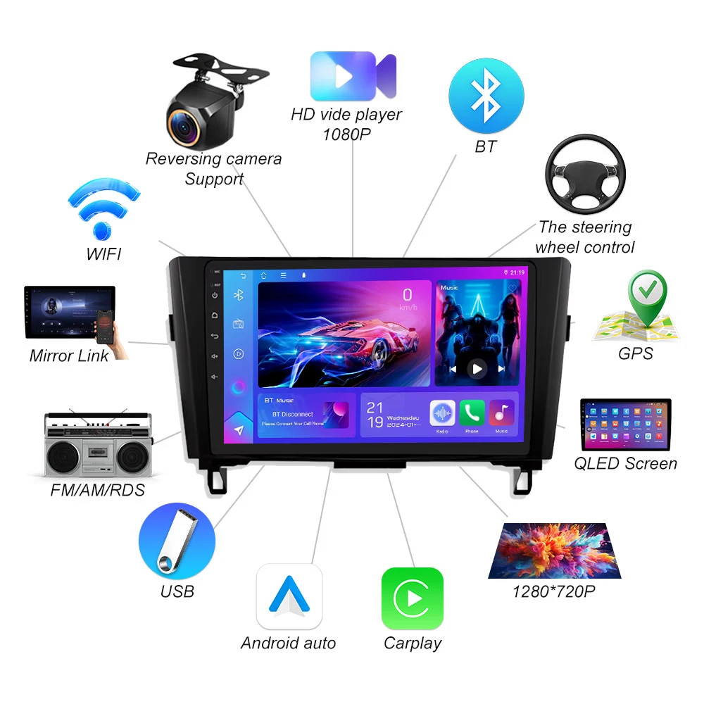 Android 16 Car Radio For Nissan X-Trail Qashqai 2 J1T32 Qashqai J10 J11 2014 2015 2016 2017 2018 2019 Multimedia Video Player 4G - view 4
