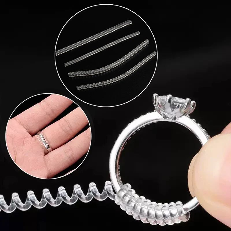 Transparent Silicone Ring Size Reducer, Invisible Coil Ring Tightener, Anti-slip Ring Adjuster for Loose Rings, Ring Size Adjustment Accessory