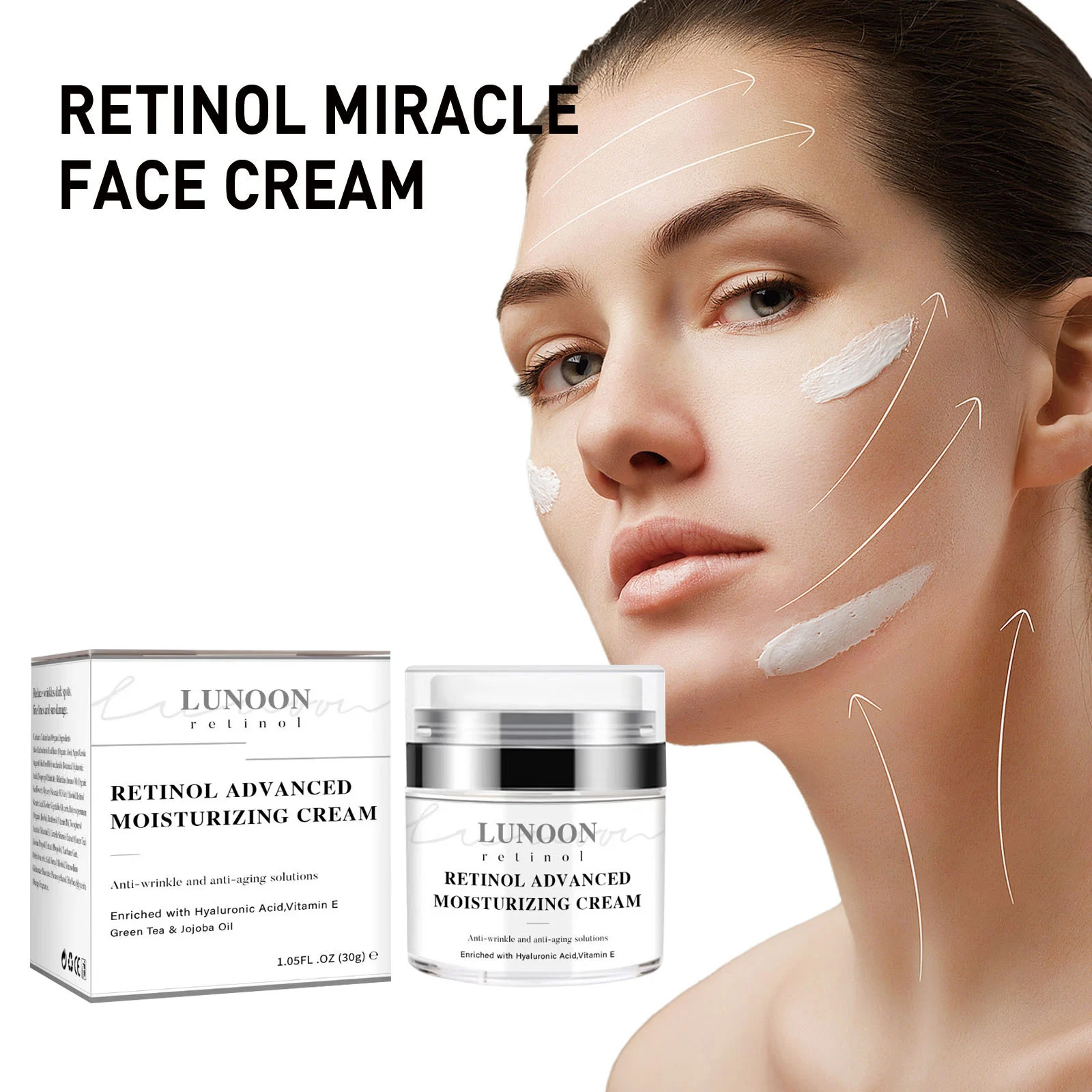 

LUNOON Retinol Face Cream 30g Anti Aging Moisturizer with Hyaluronic Acid & Vitamin E for Wrinkles & Firm Skin Day/Night Cream