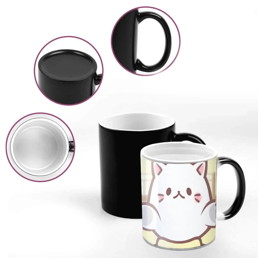 Banana Cat Funny Kawaii Bananya One Piece Coffee Mugs And Mug Creative Color Change Tea Cup Ceramic Milk Cups Novelty Gifts