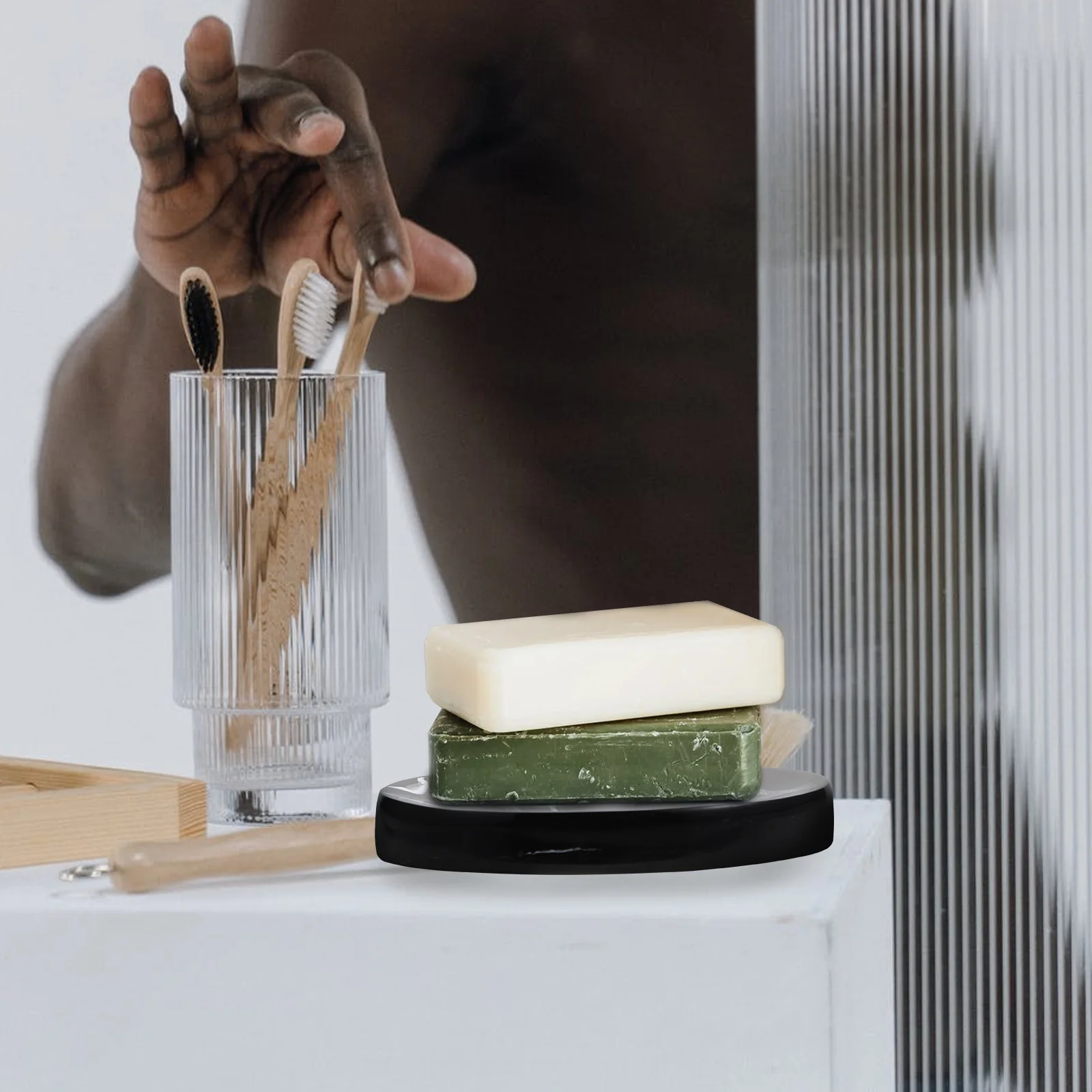 

Soap Holder Marble Dish Kitchen Soapbox Tray Drainer Bathroom Travel