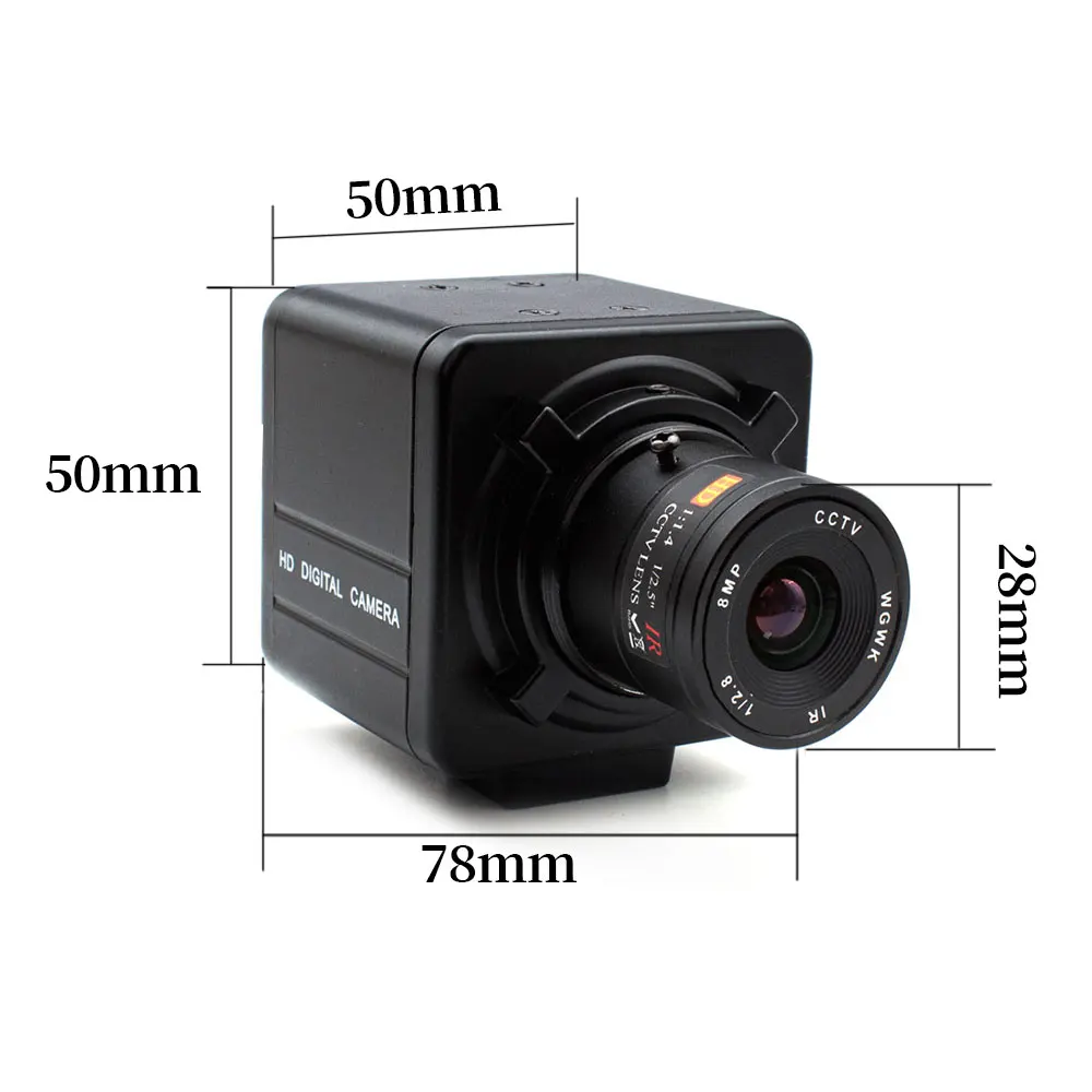 WGWK Mini Camera 3/4/5/8MP CMOS Security CCTV POE H.265+ With 8mm Fixed Focus CS Lens P2P IP POE48V Onvif Industrial Camera