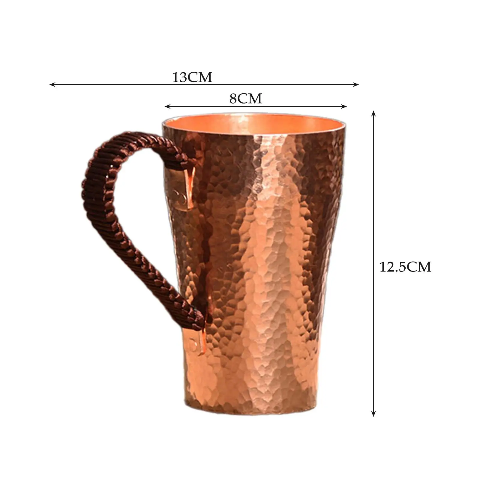 Copper Coffee Mug 400ml Water Mug Copper Tea Cup Multifunction Teaware Handmade Copper Water Cup for Milk Beverage Wedding