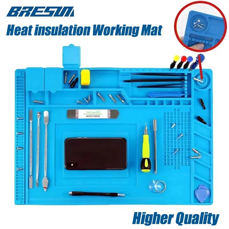 

Silicone Soldering Mat ESD Antistatic Heat Insulation Motherboard Electronics Phone Repair Maintenance Working Platform Pad S160