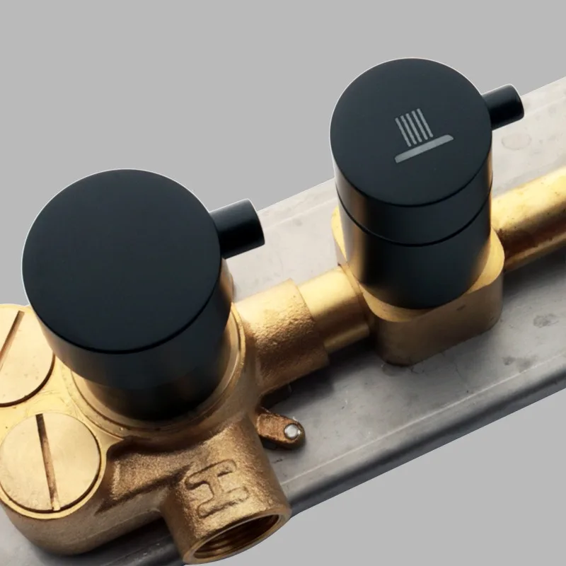 Bathroom vertical concealed shower shower valve black 4 function thermostatic valve body thermostatic control switch